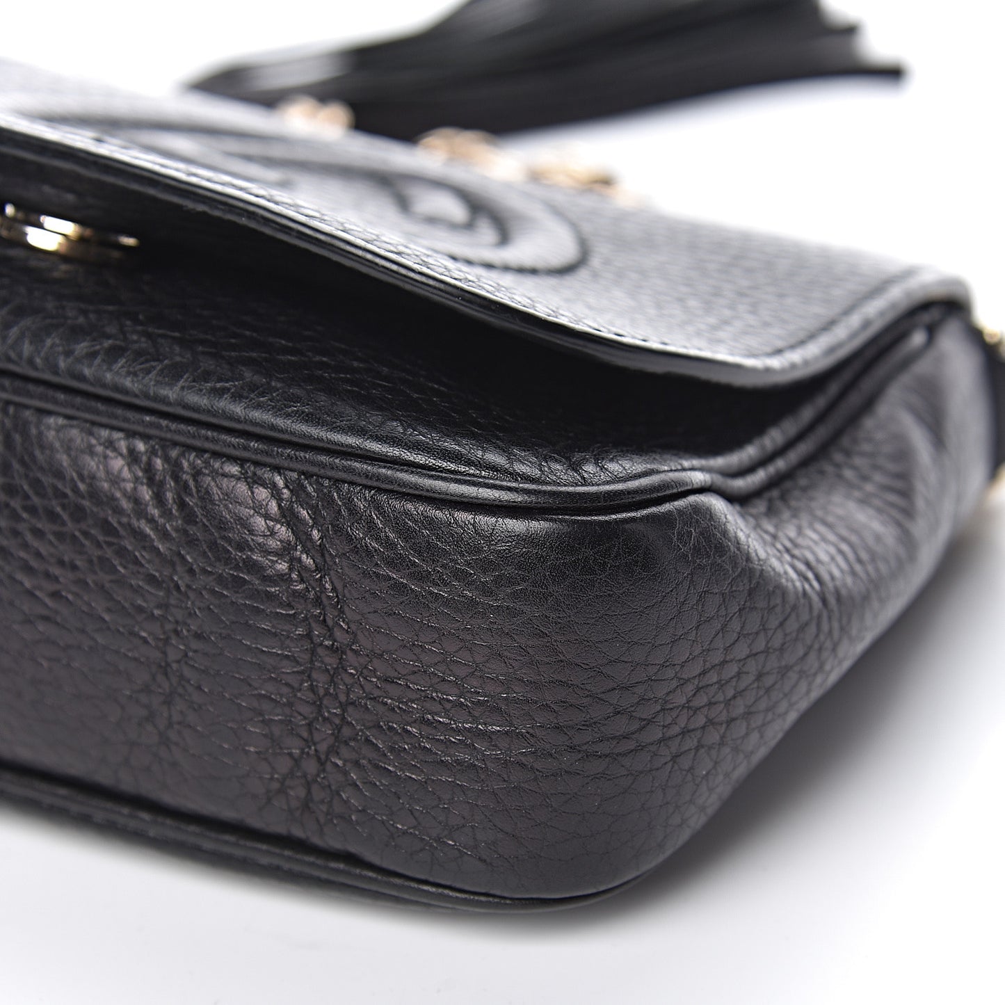 Pebbled Calfskin Small Soho Flap Crossbody Black