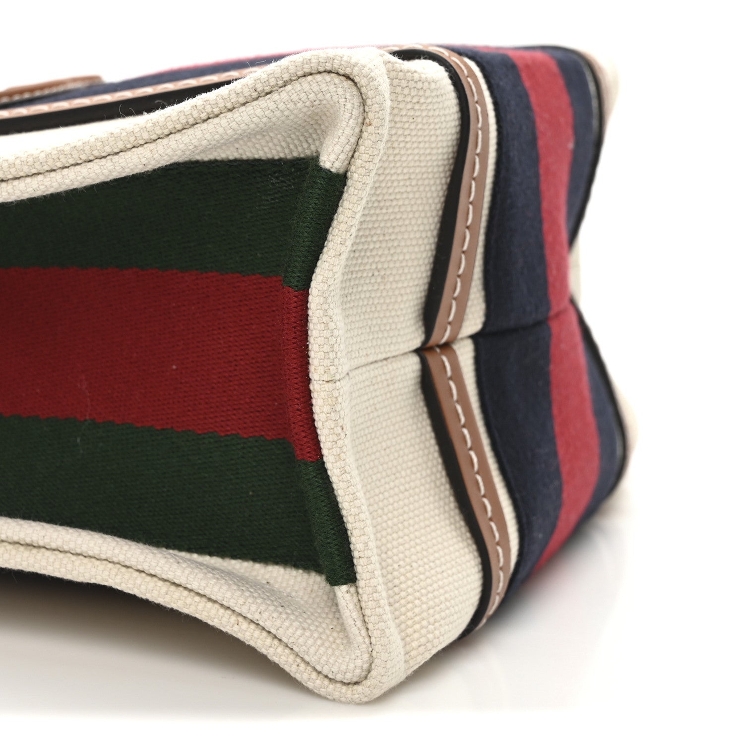 Gucci Canvas Calfskin Web Mini Interlocking G Top Handle Tote White Brown Blue Red 9 of 10