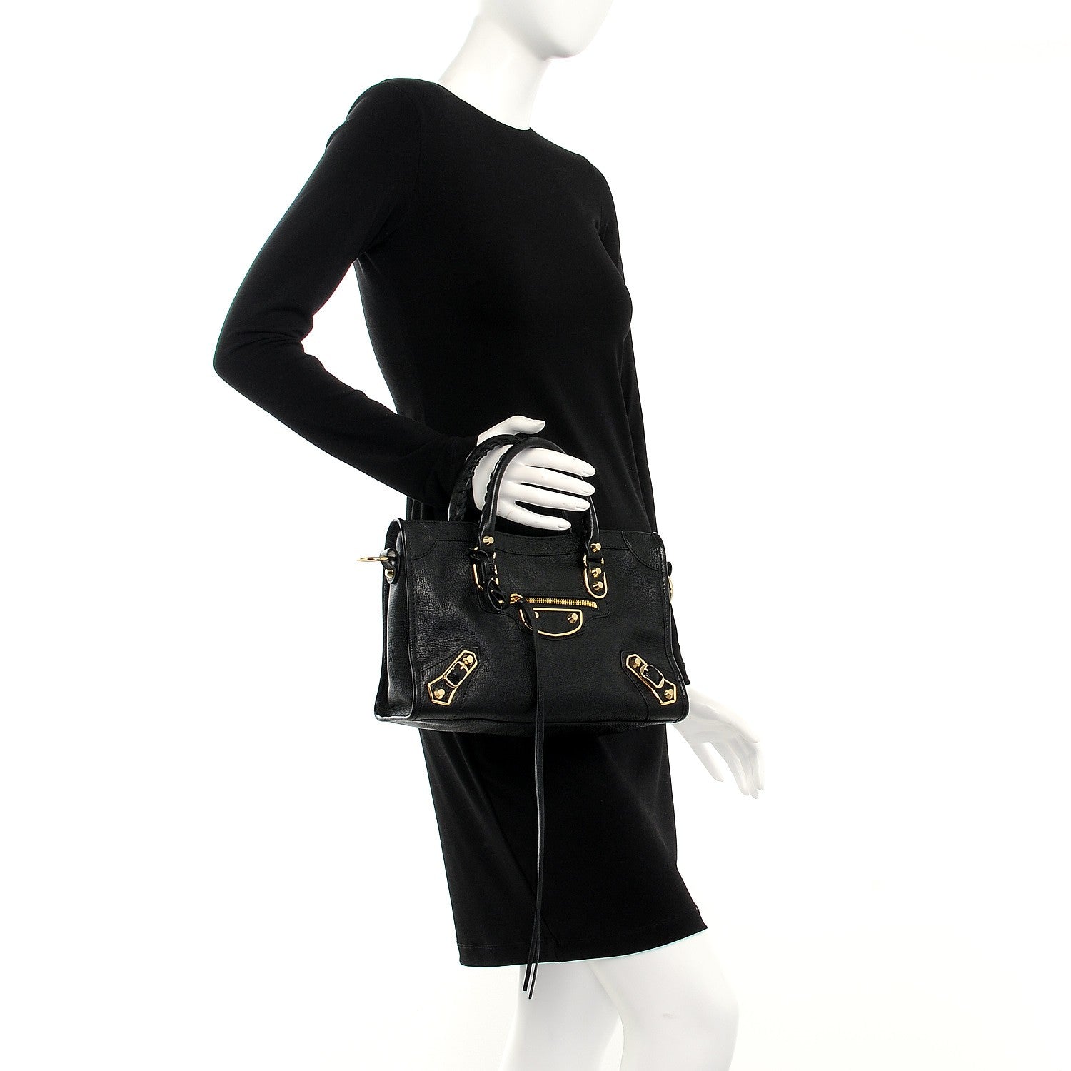 Balenciaga Chevre Gold Metallic Edge Hardware S City Black 3 of 8
