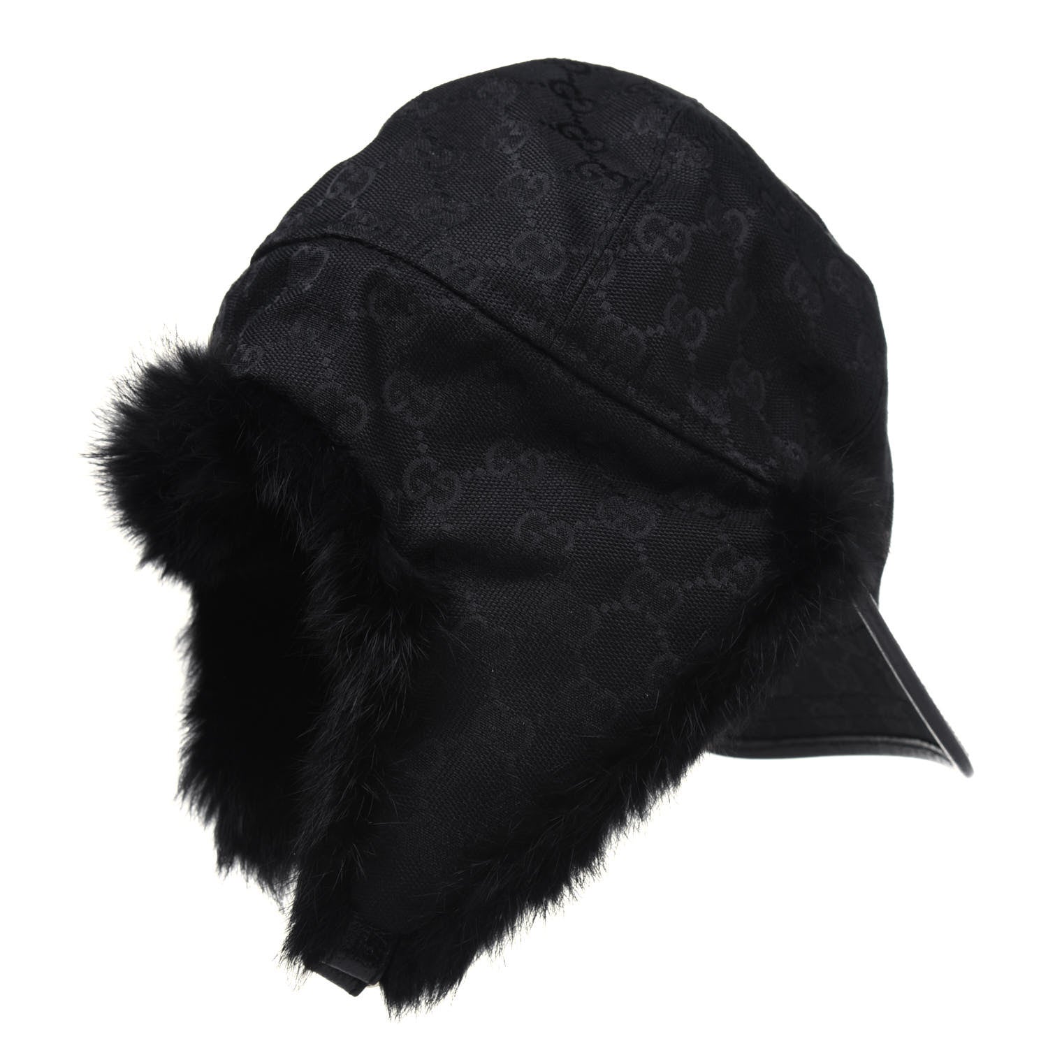 Gucci Monogram Fur Baseball Hat M Black 2 of 10