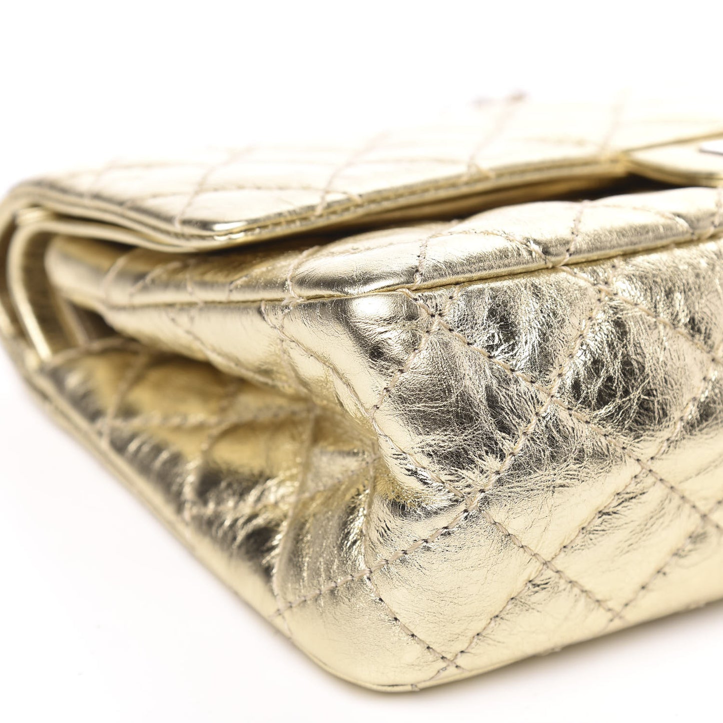 Metallic Aged Calfskin Quilted 2.55 Reissue 225 Flap Gold