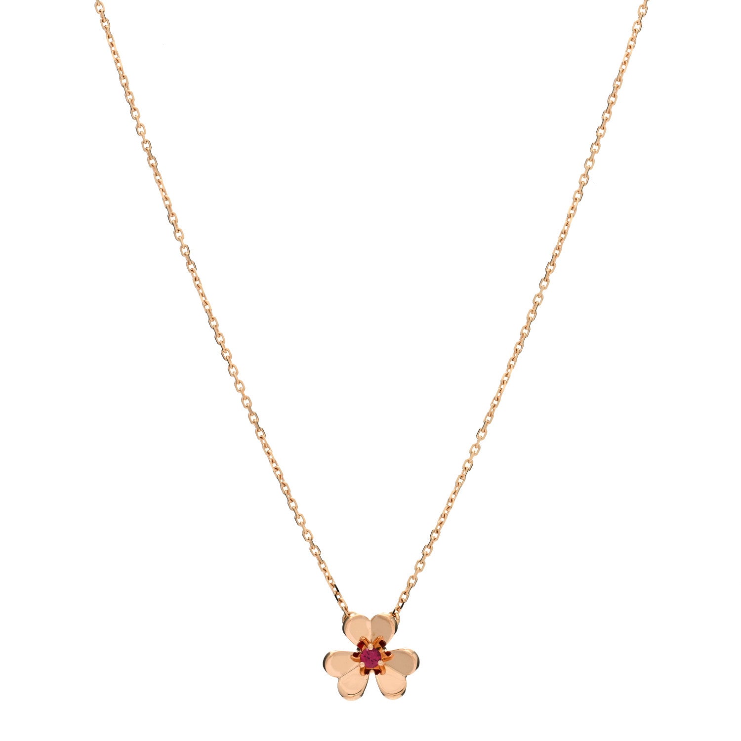 Van Cleef & Arpels 18K Rose Gold Ruby Mini Frivole Pendant Necklace 1 of 6