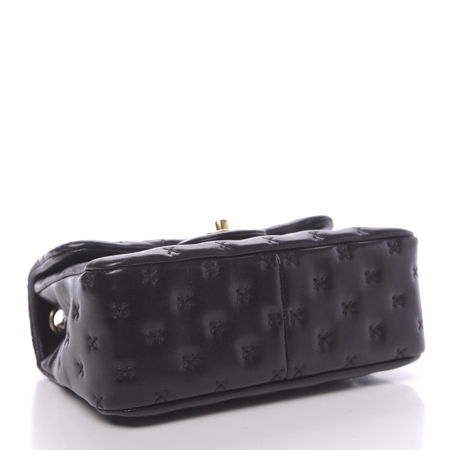 Chanel Lambskin Cross Stitch Mini Coco Handle Flap Dark Black 4 of 14