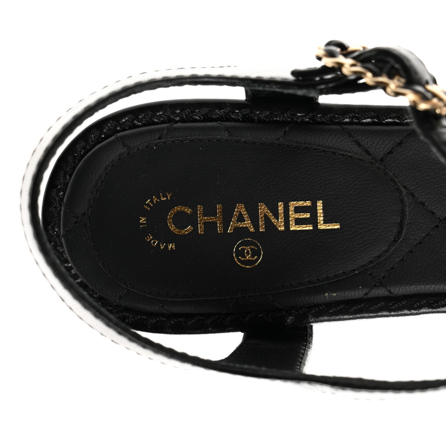 Chanel Lambskin Chain CC Thong Sandals 37.5 Black 7 of 10