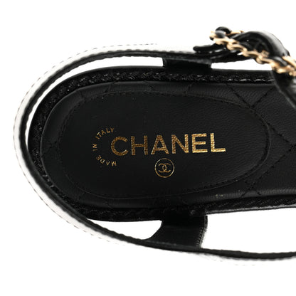 Chanel Lambskin Chain CC Thong Sandals 37.5 Black 7 of 10