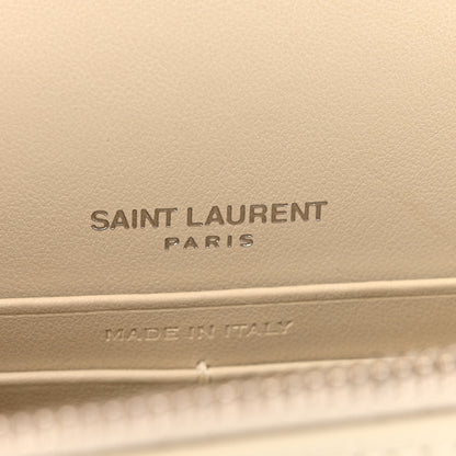 Saint Laurent Calfskin Crocodile Embossed Monogram Sunset Chain Wallet Blanc Vintage 6 of 13