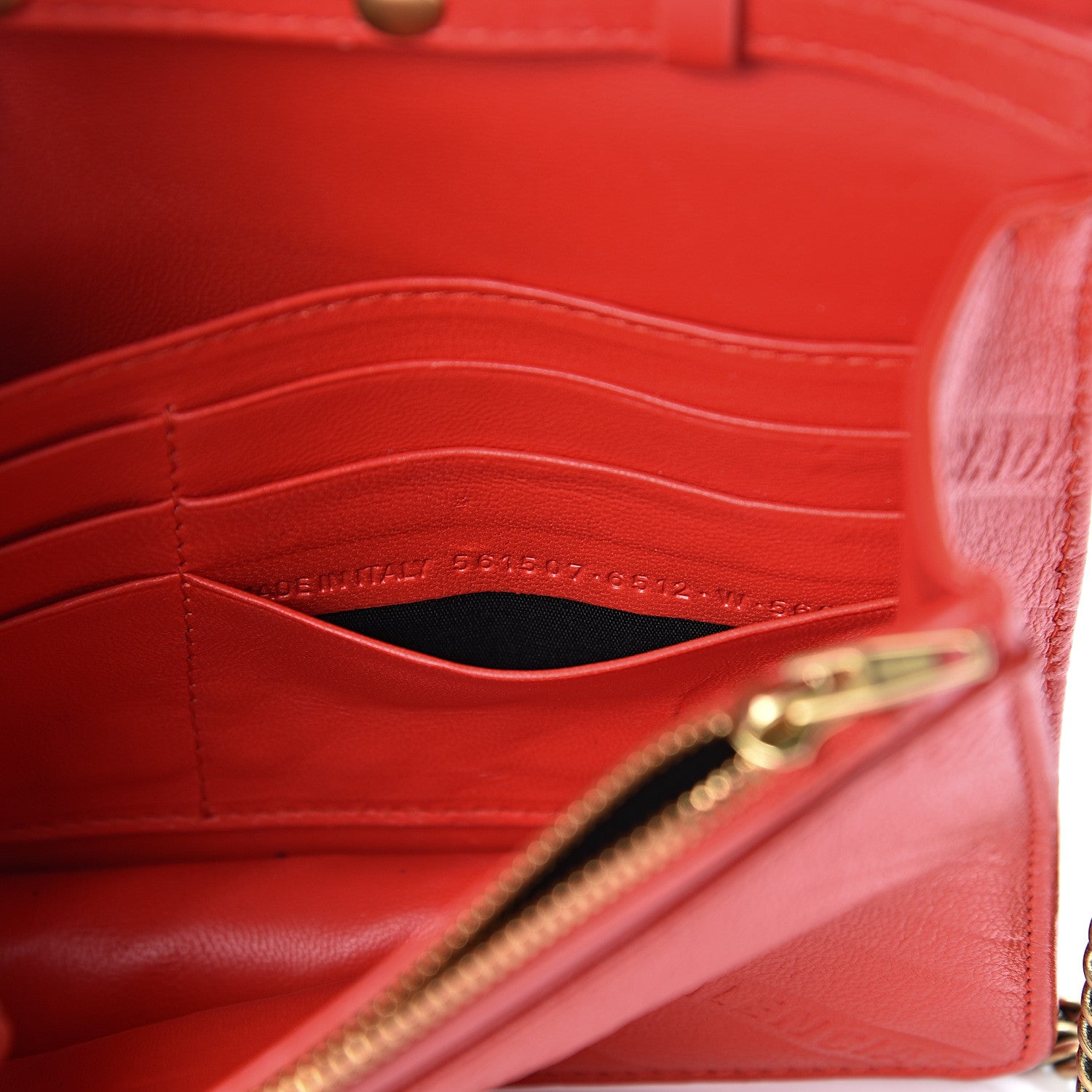 Balenciaga Shiny Goatskin Logo Embossed BB Wallet On Chain Vivid Red 7 of 11
