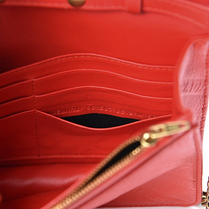 Balenciaga Shiny Goatskin Logo Embossed BB Wallet On Chain Vivid Red 7 of 11