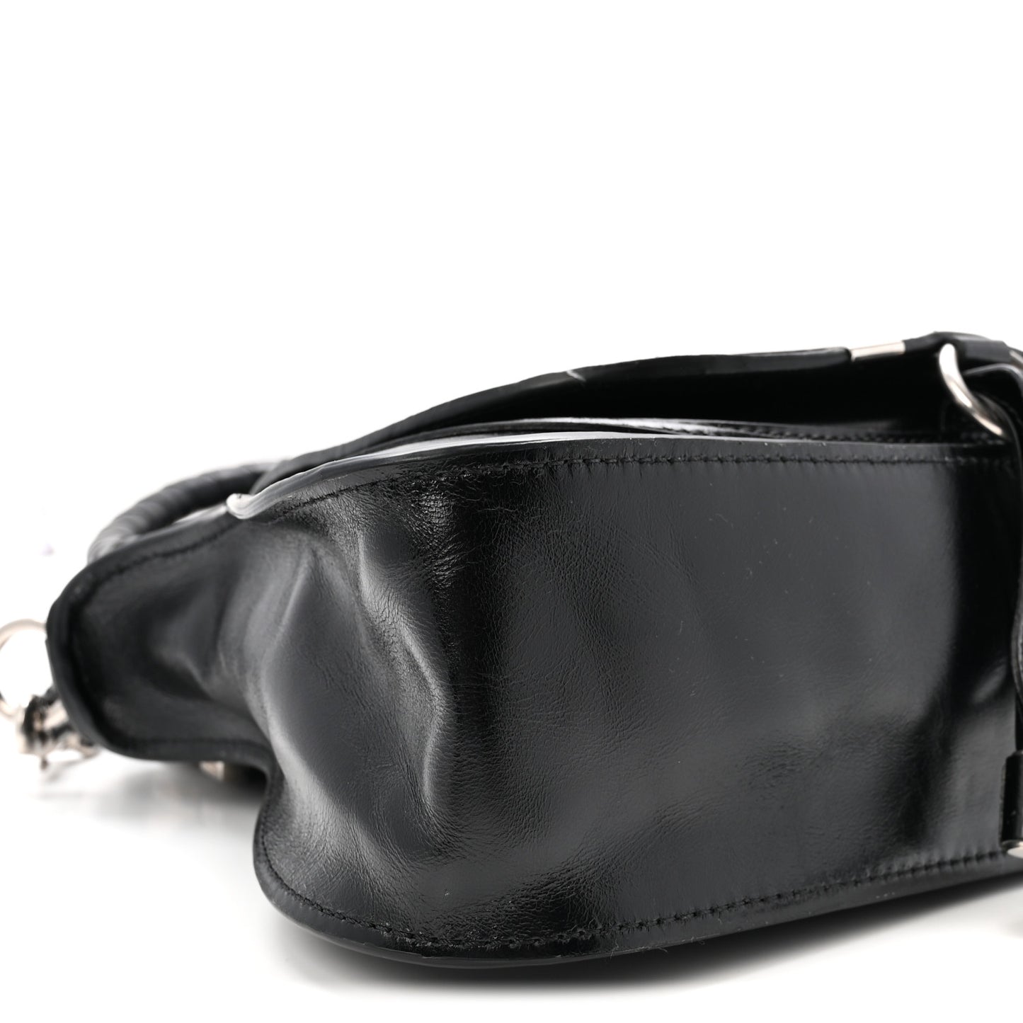 Shiny Grained Calfskin Small Marcie Bag Black