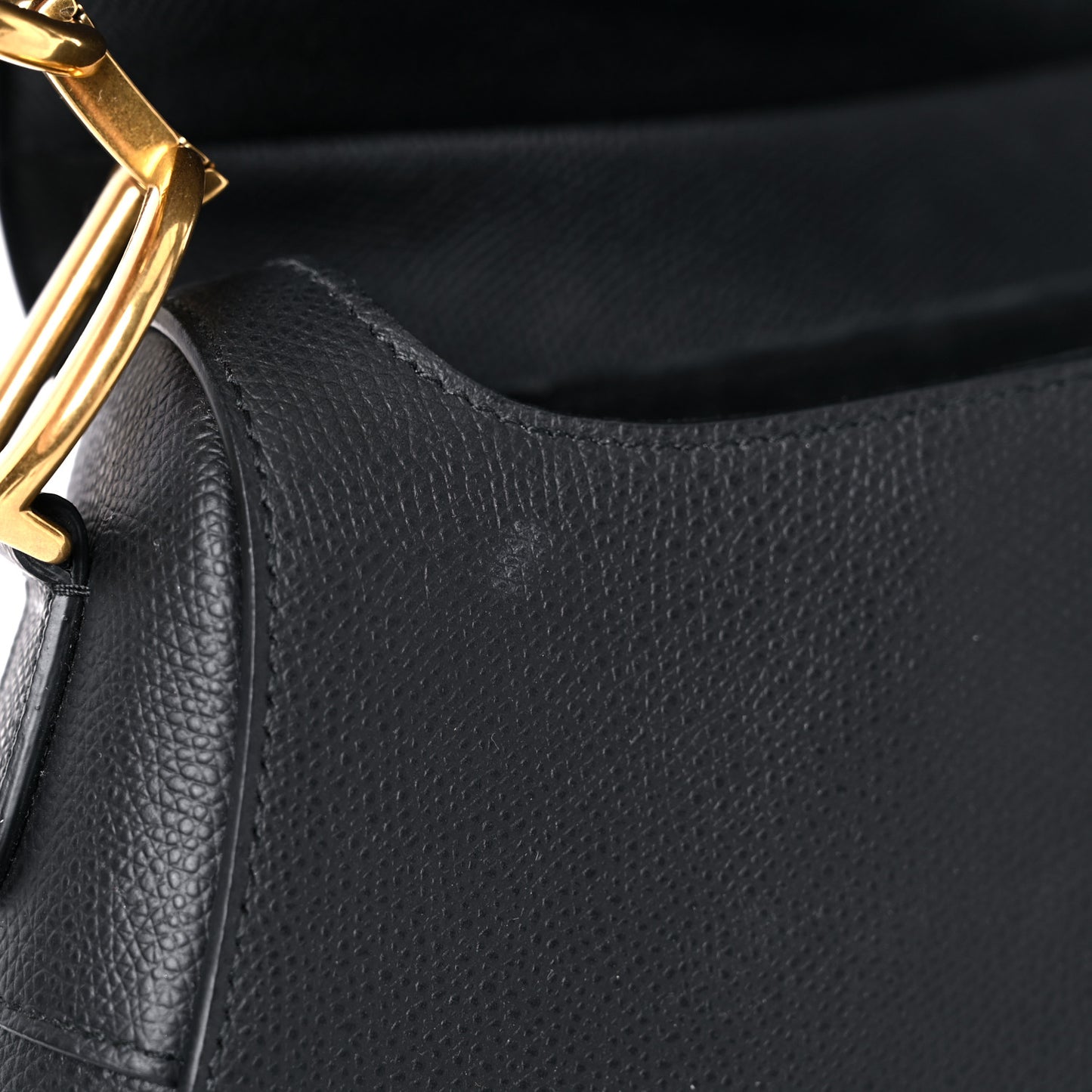 Grained Calfskin Saddle Bag Black
