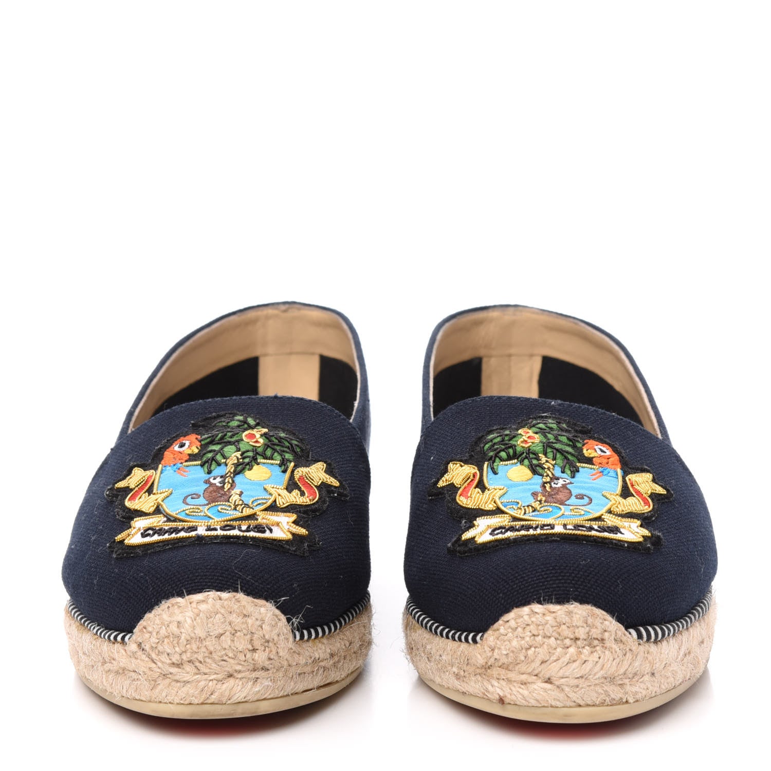 Christian Louboutin Canvas Lougalia Appliquéd Cario Loubi Flat Espadrilles 37 Version Blue 2 of 8