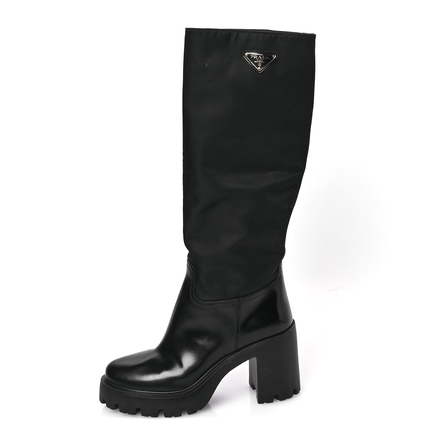 Spazzolato Re-Nylon Metal Triangle Logo 90mm Tall Boots 37 Black