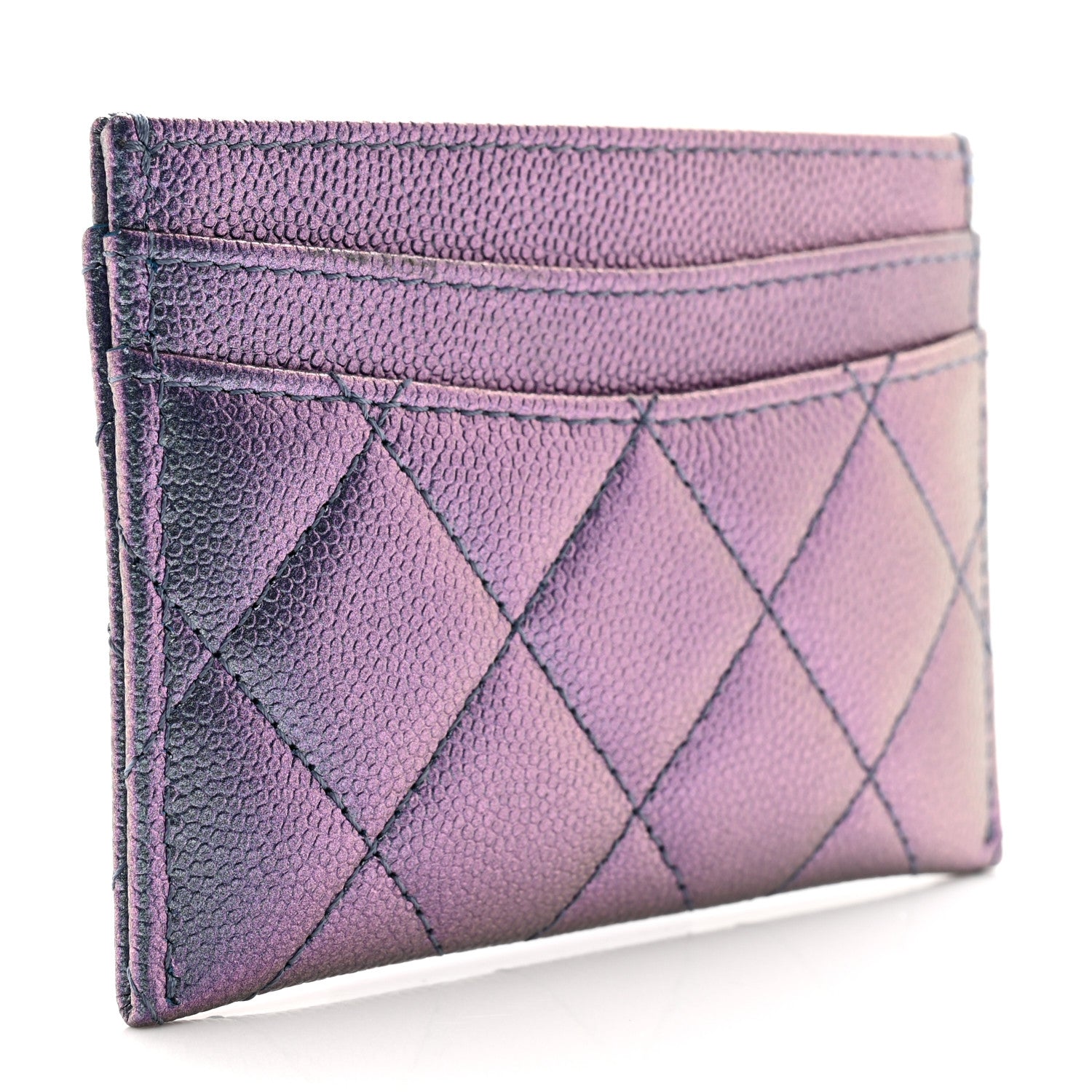Chanel Iridescent Caviar Quilted Card Holder Dark Blue 3 of 9