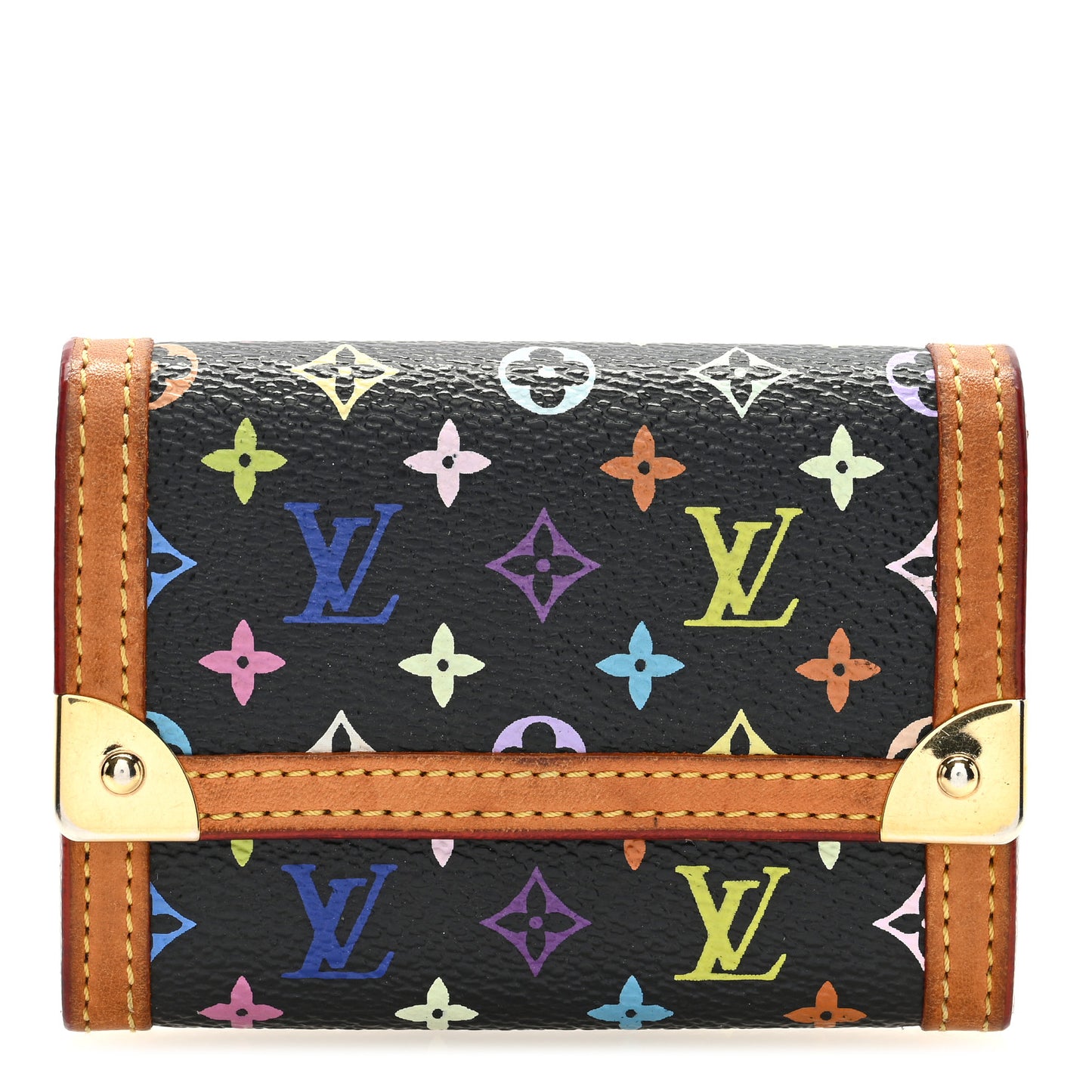 Monogram Multicolor Porte-Monnaie Plat Coin Purse Black