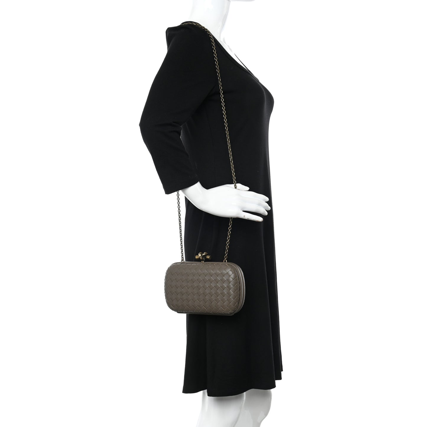 Nappa Intrecciato Chain Knot Clutch Steel