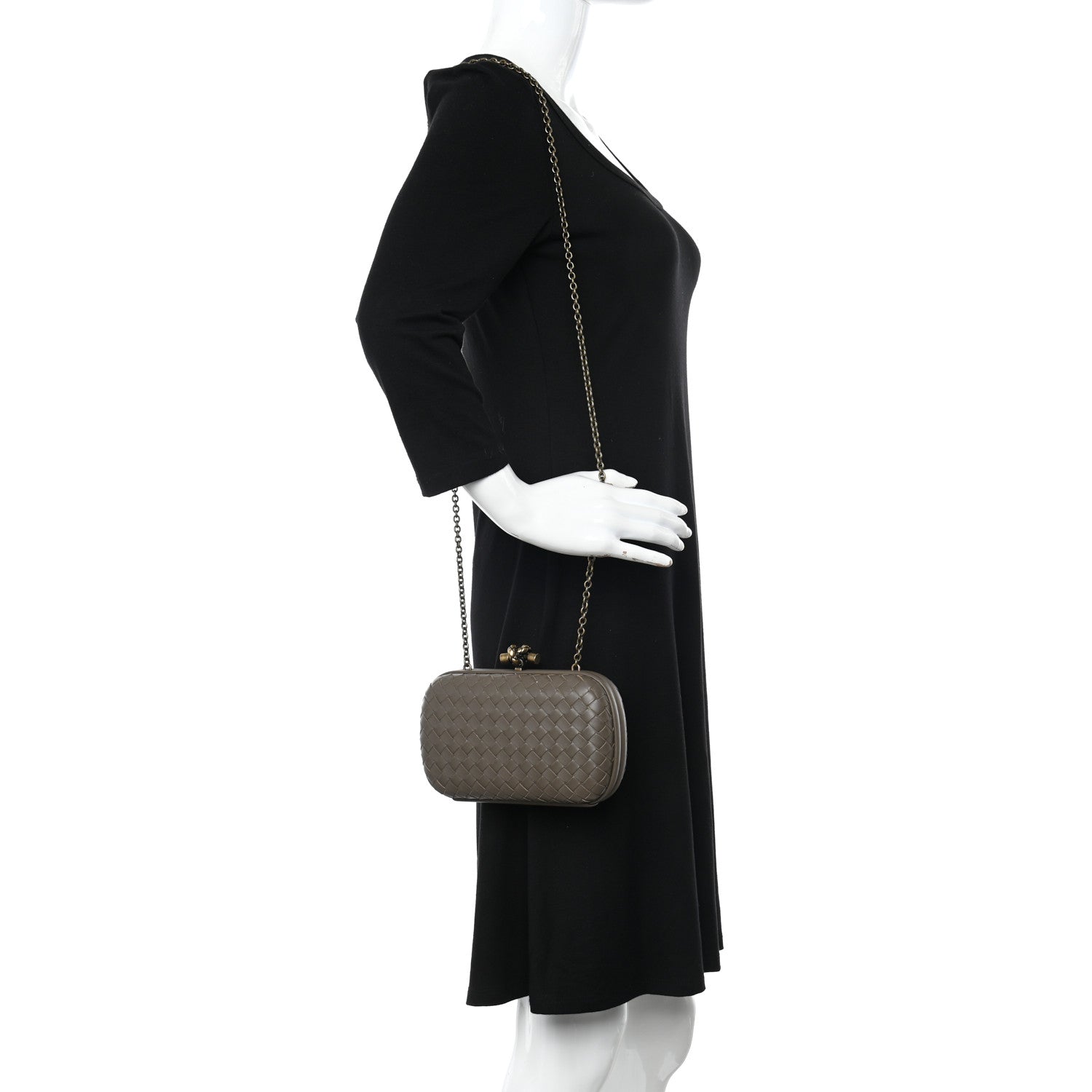 Bottega Veneta Nappa Intrecciato Chain Knot Clutch Steel 2 of 13