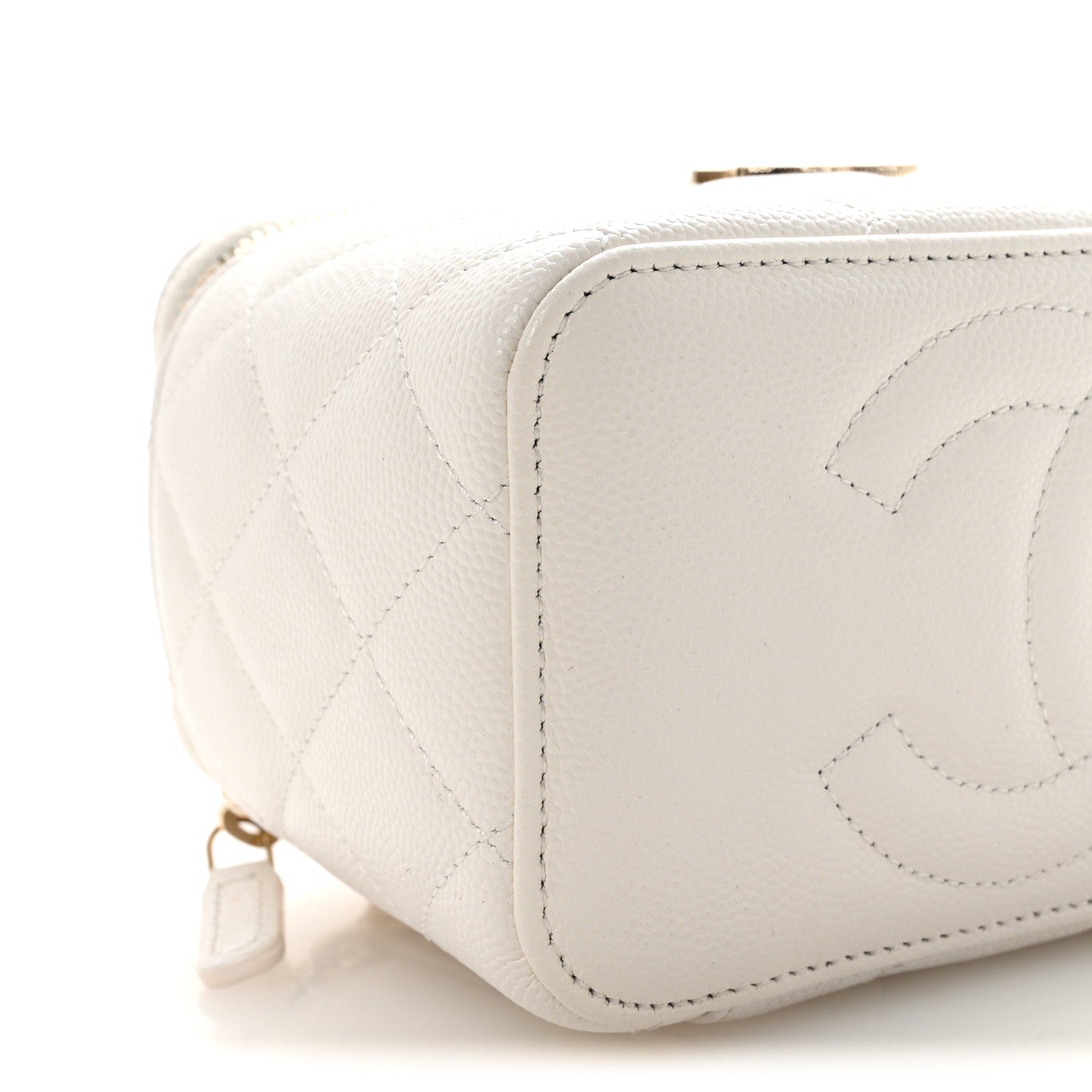 Chanel Caviar Quilted Crystal Hearts Small Vanity Case With Chain White 9 of 10