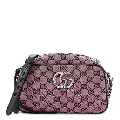 Gucci Monogram Multicolor Matelasse Diagonal Small GG Marmont Chain Shoulder Bag Pink Blue 1 of 11
