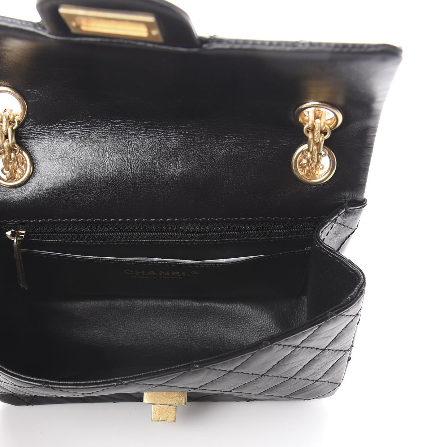 Aged Calfskin Quilted 2.55 Reissue Mini Flap Black