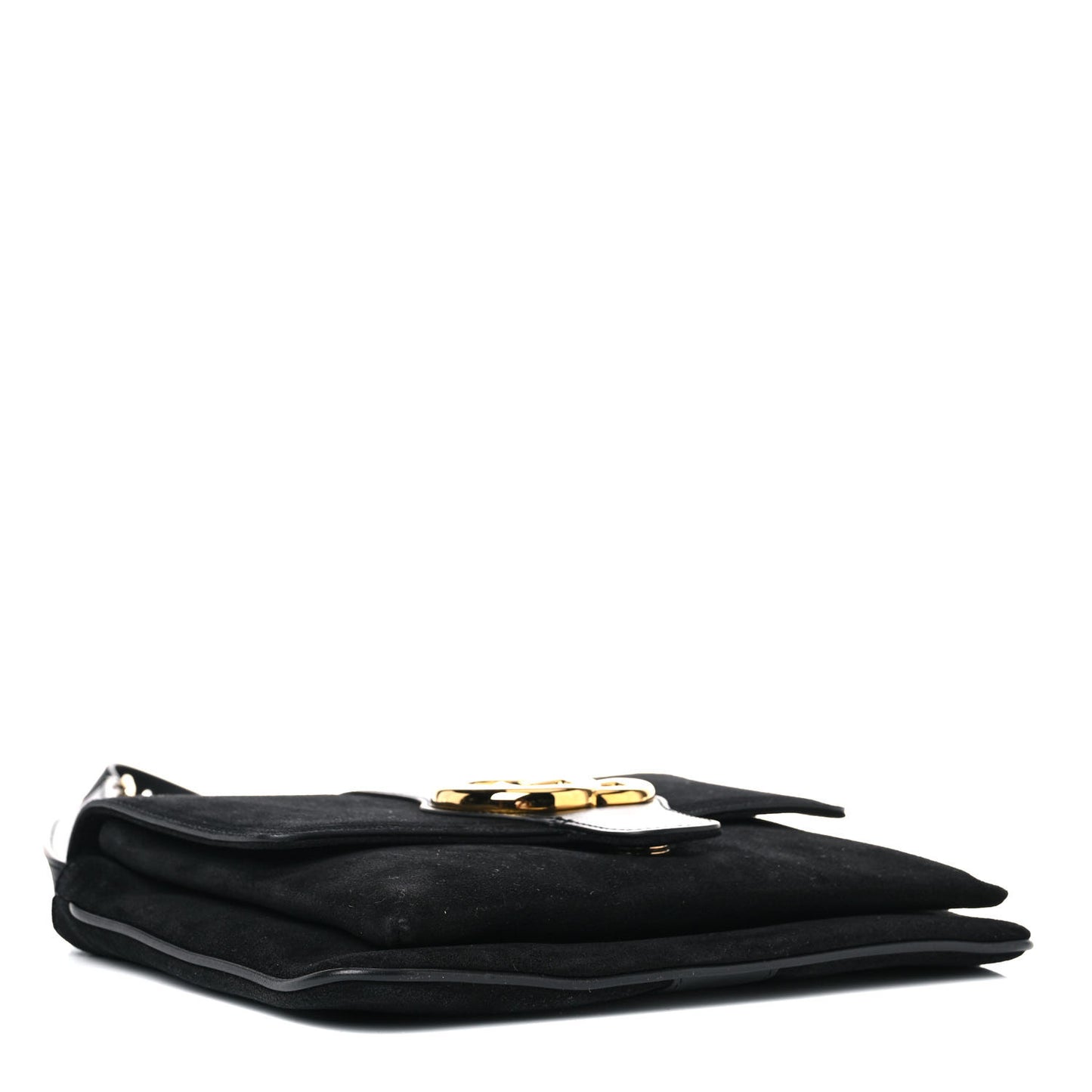 Suede Medium Arli Flap Shoulder Bag Black