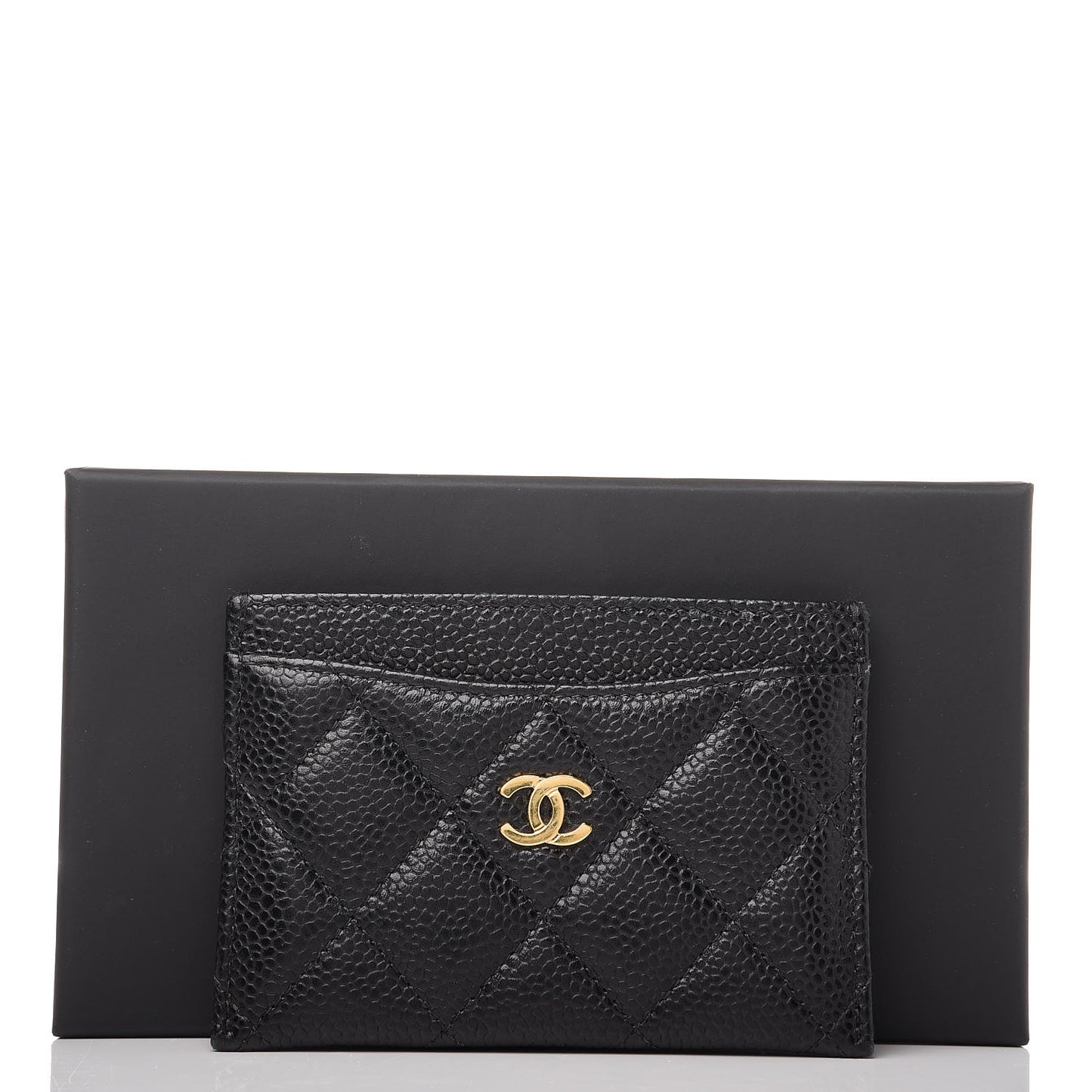 Caviar Quilted Card Holder Black