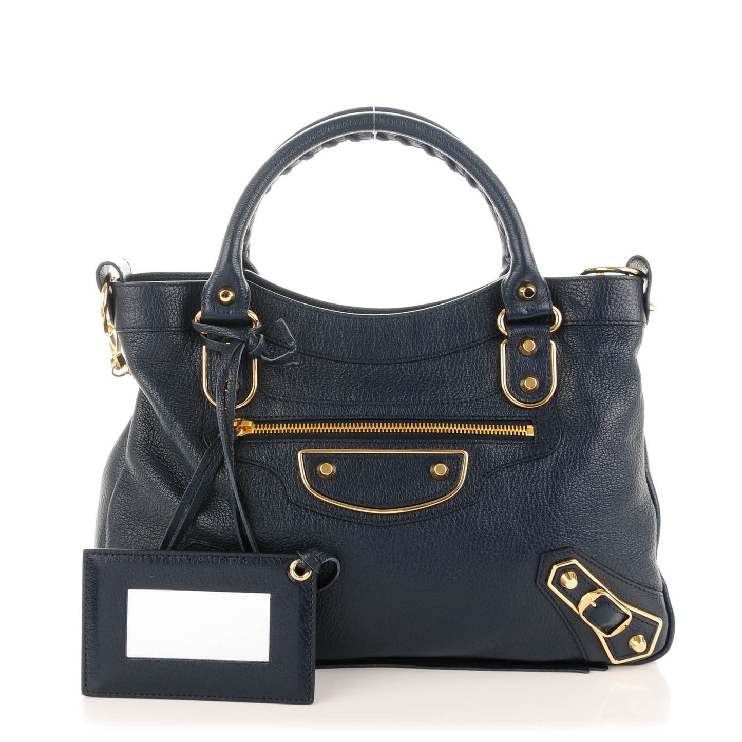 Chevre Gold Metallic Edge Hardware Town Bleu Nuit Dark Sea