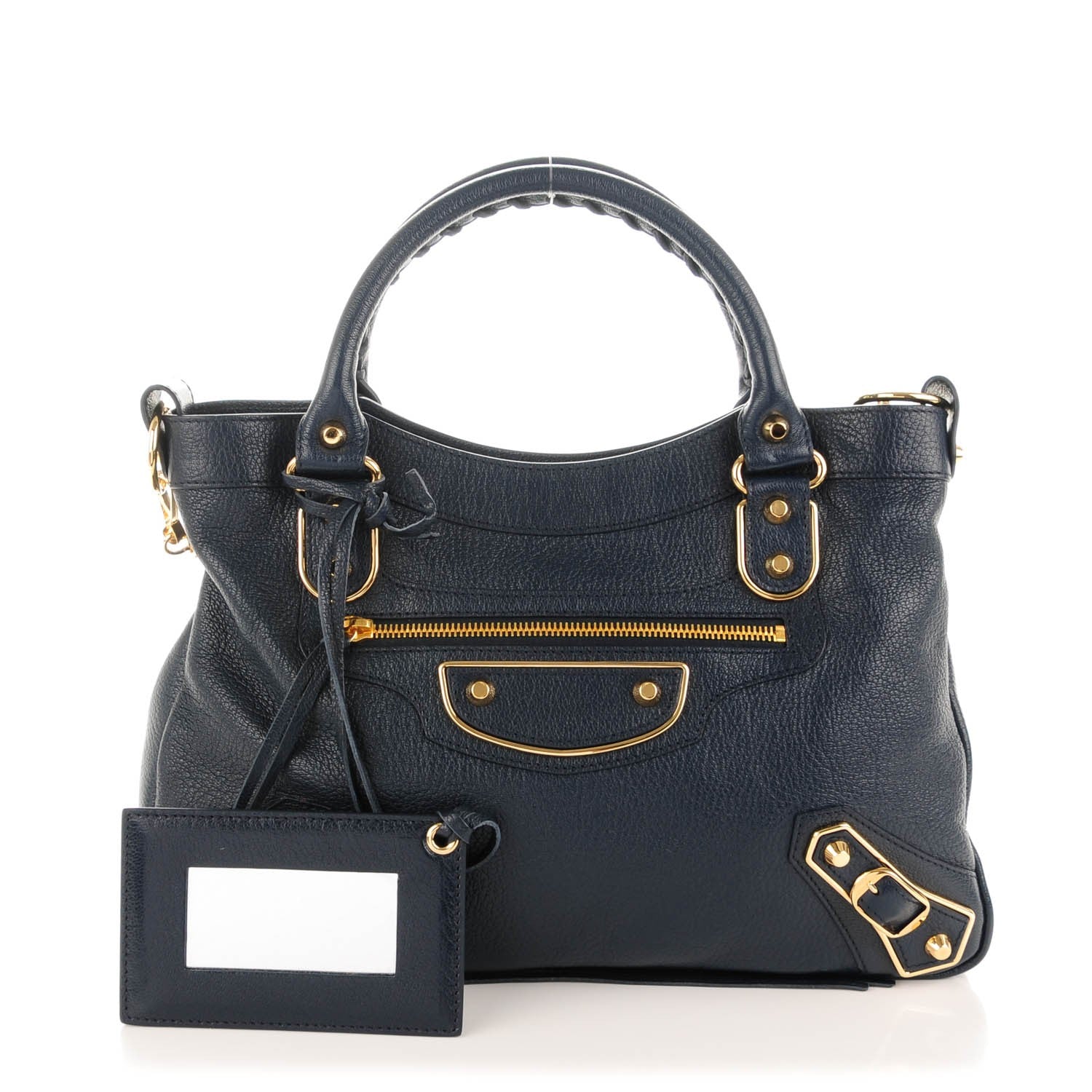 Balenciaga Chevre Gold Metallic Edge Hardware Town Bleu Nuit Dark Sea 1 of 7