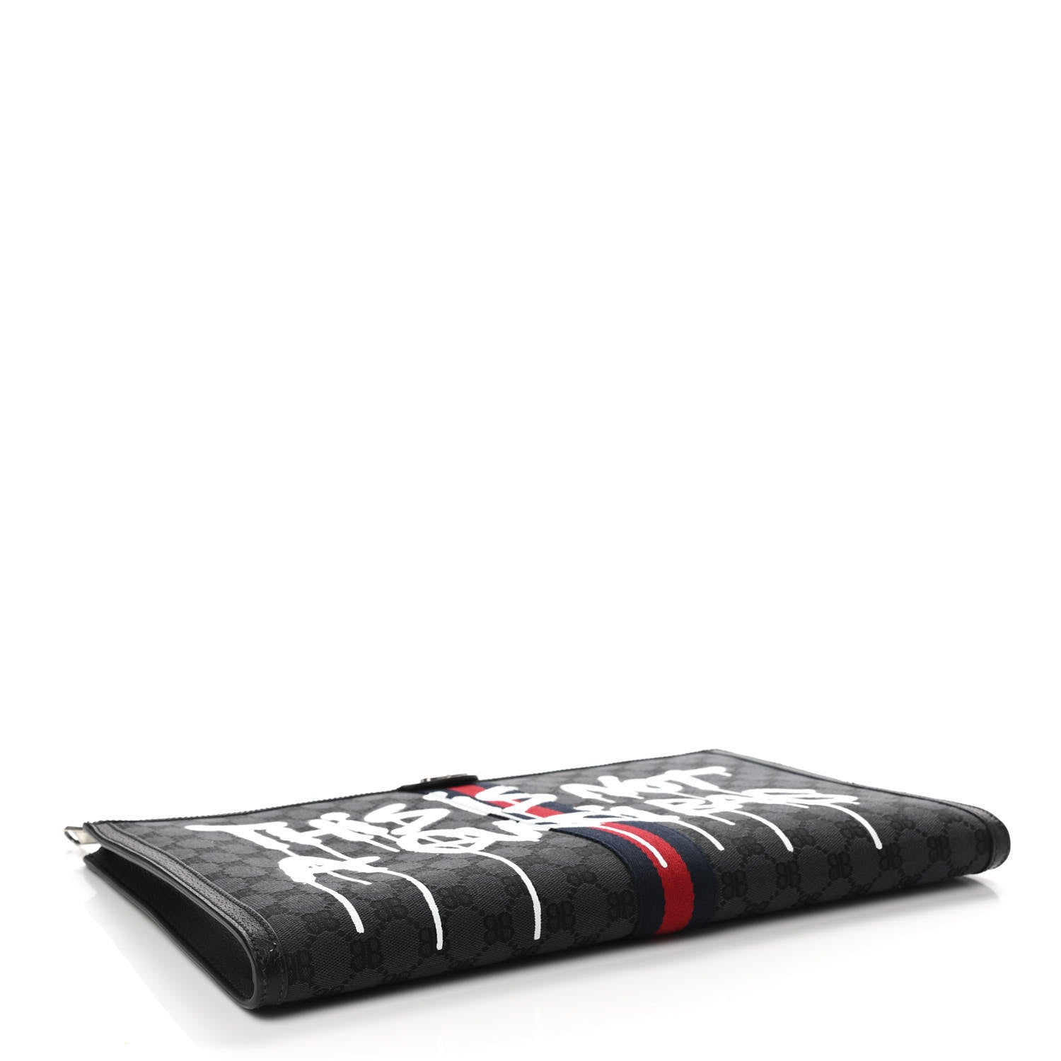 Gucci X BALENCIAGA BB Monogram Web Graffiti Ophidia Laptop Pouch Black 4 of 9