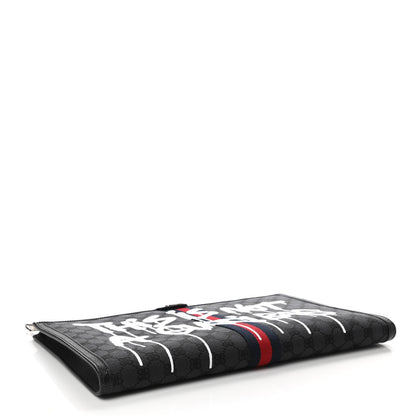 Gucci X BALENCIAGA BB Monogram Web Graffiti Ophidia Laptop Pouch Black 4 of 9