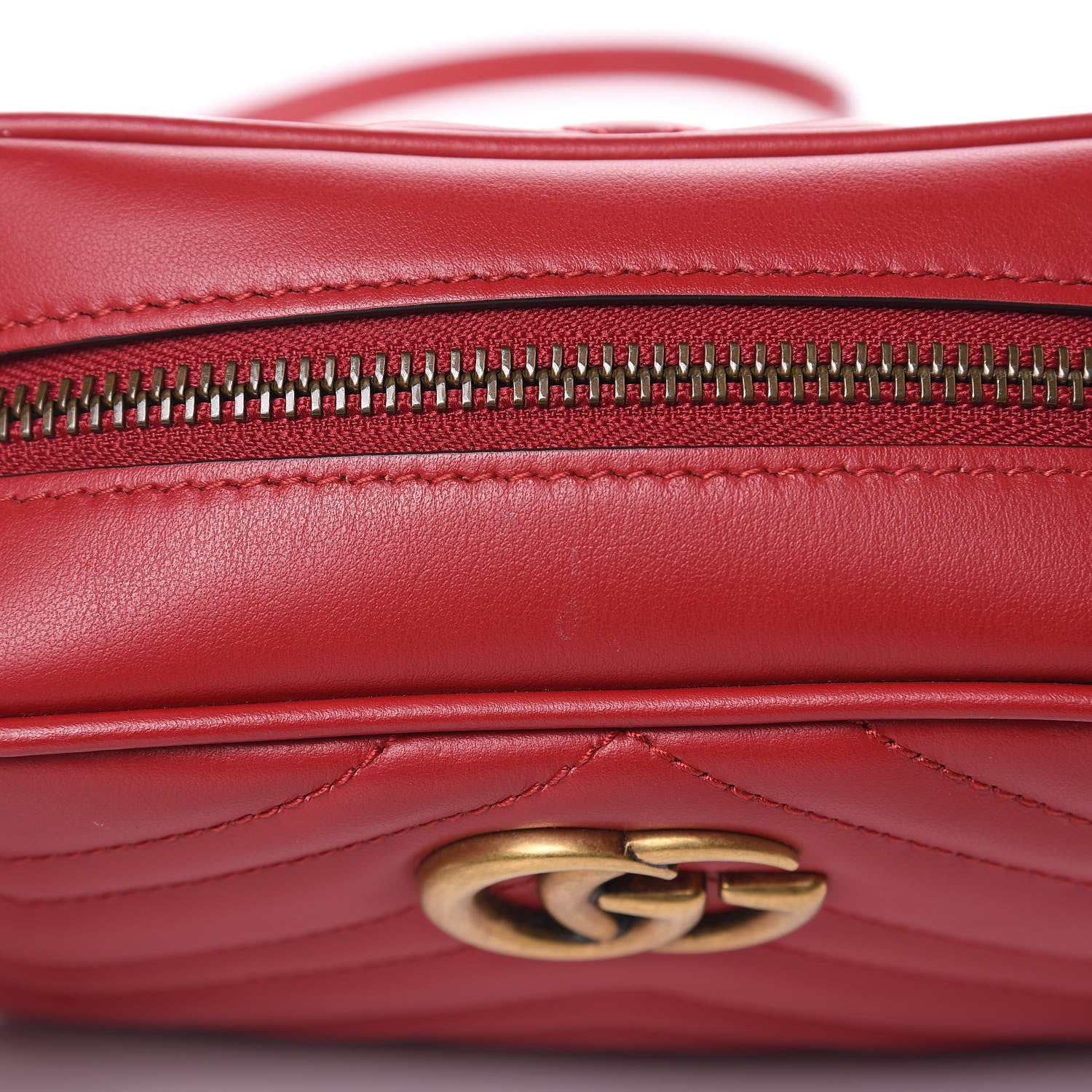 Gucci Calfskin Matelasse Mini GG Marmont Chain Shoulder Bag Hibiscus Red 11 of 11