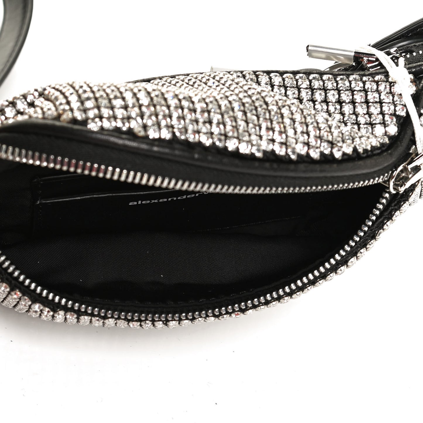 Rhinestone Mesh Mini Attica Belt Bag Black