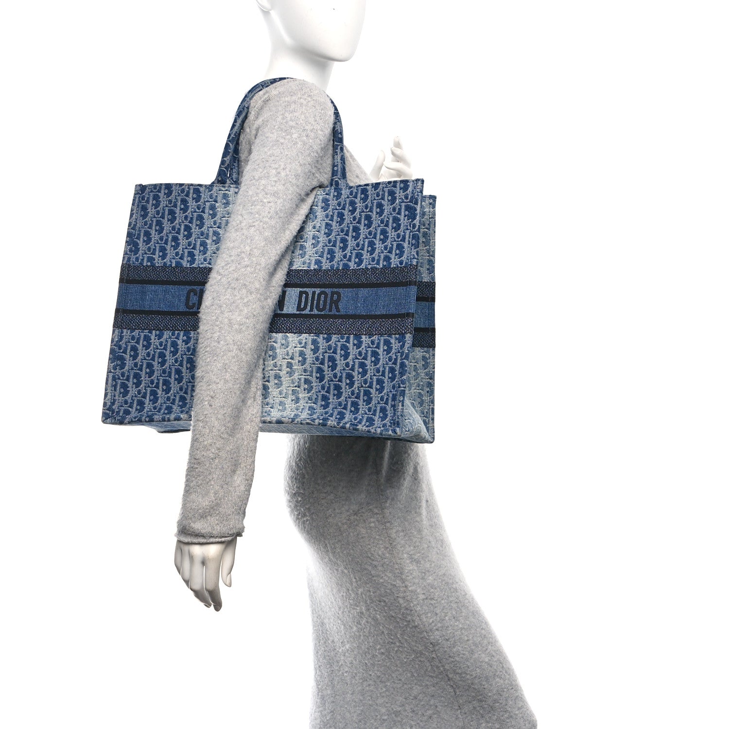 Christian Dior Oblique Denim Large Book Tote Blue 3 of 11