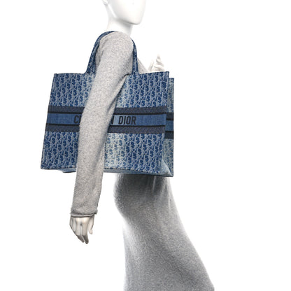 Christian Dior Oblique Denim Large Book Tote Blue 3 of 11