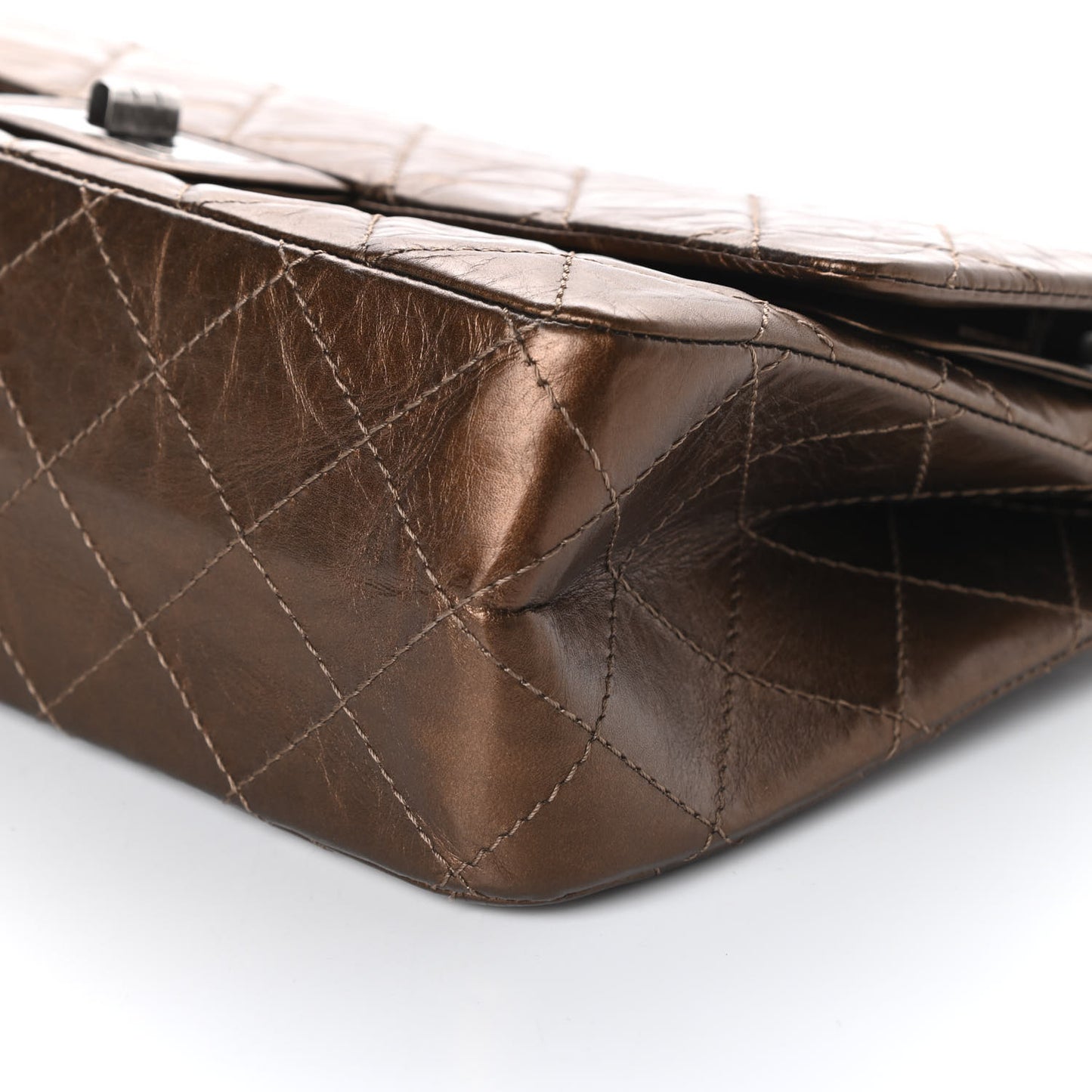 Metallic Aged Calfskin Quilted 2.55 Reissue 227 Flap Bronze