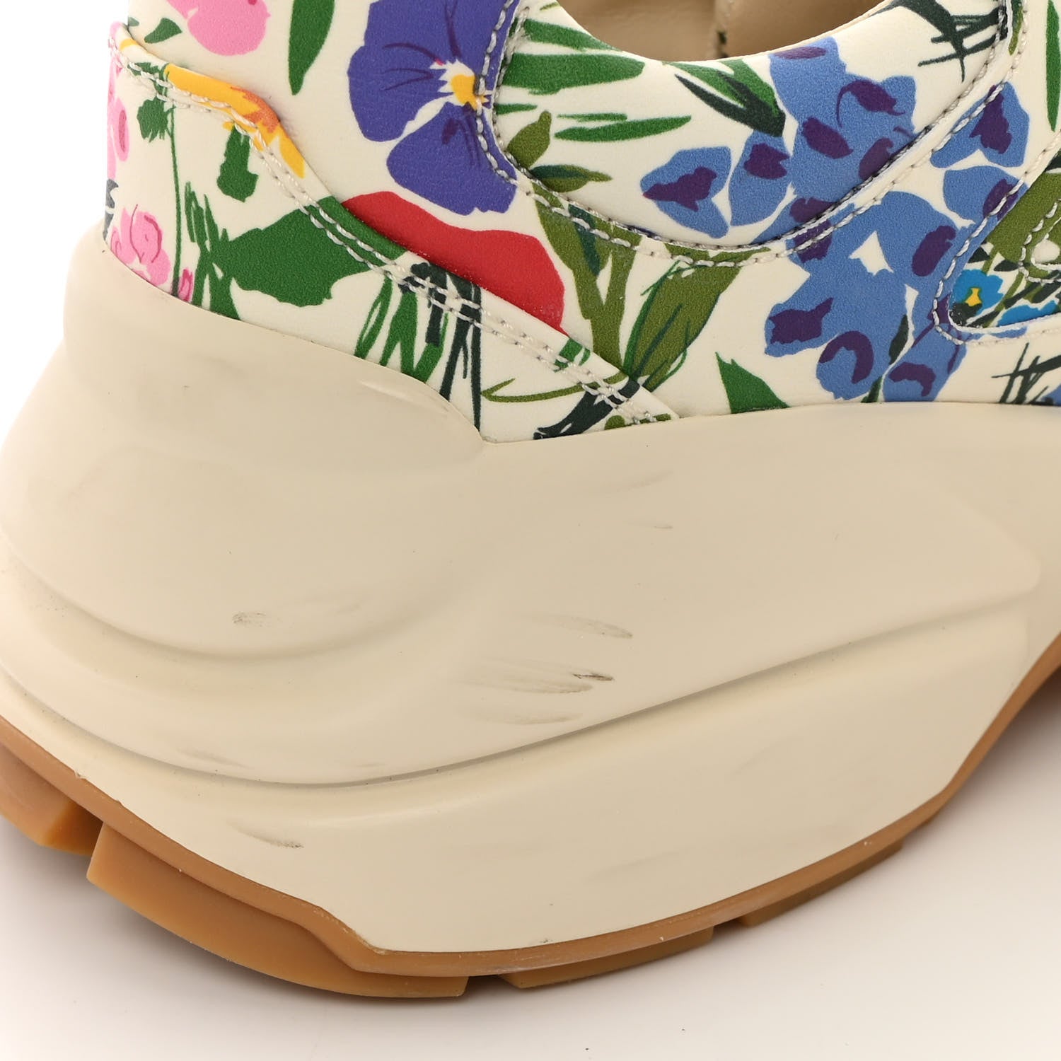 Gucci X KEN SCOTT Calfskin Floral Infinity Womens Rhyton Sneakers Mystic White 37.5 Ivory Pink Mystic White 12 of 13