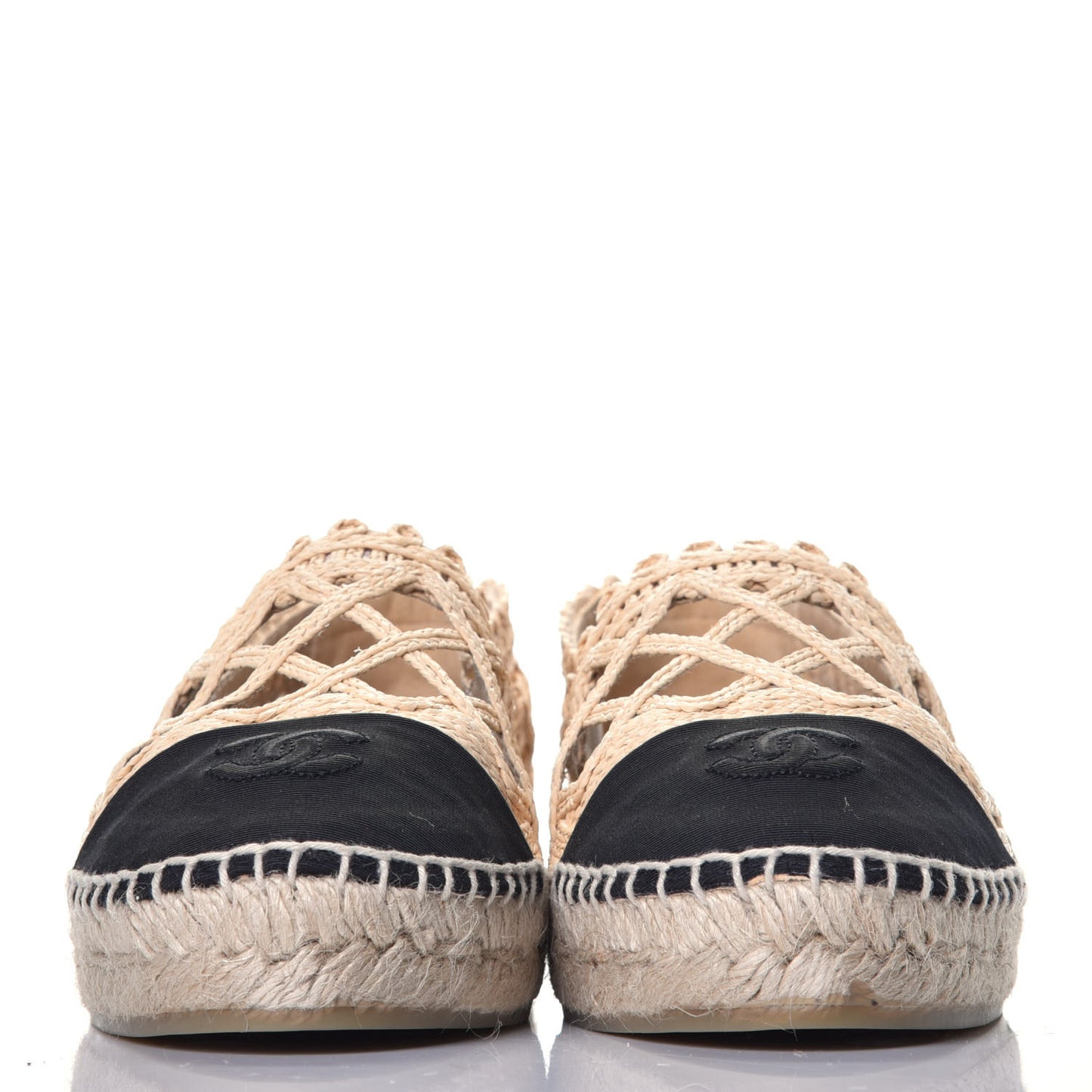 Raffia Fabric CC Espadrilles 41 Beige Black