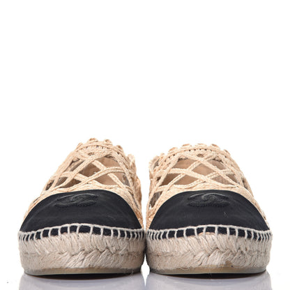 Chanel Raffia Fabric CC Espadrilles 41 Beige Black 2 of 8