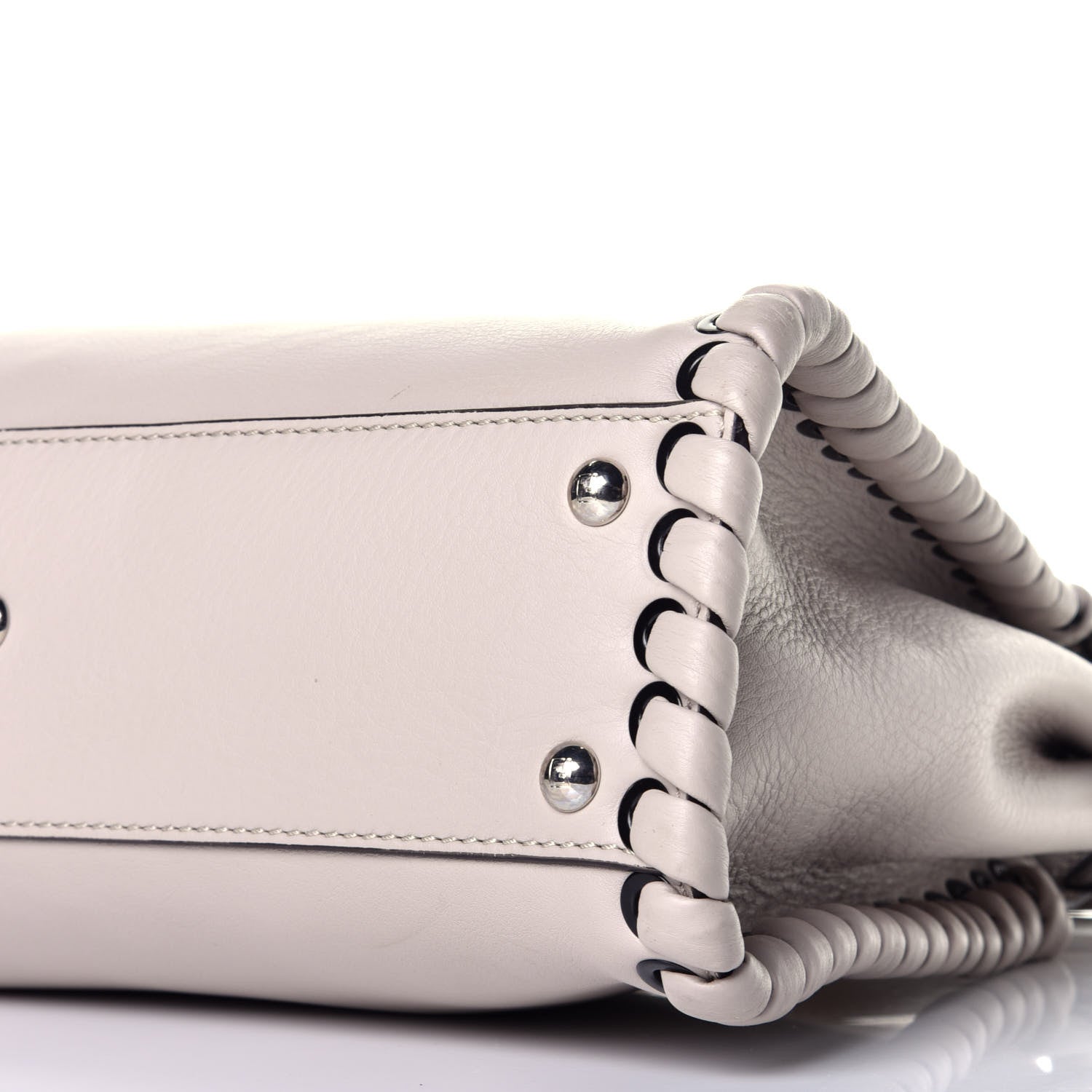 Fendi Vitello Seta Lace Up Medium Peekaboo Iconic Satchel Grigio Polvere 9 of 9