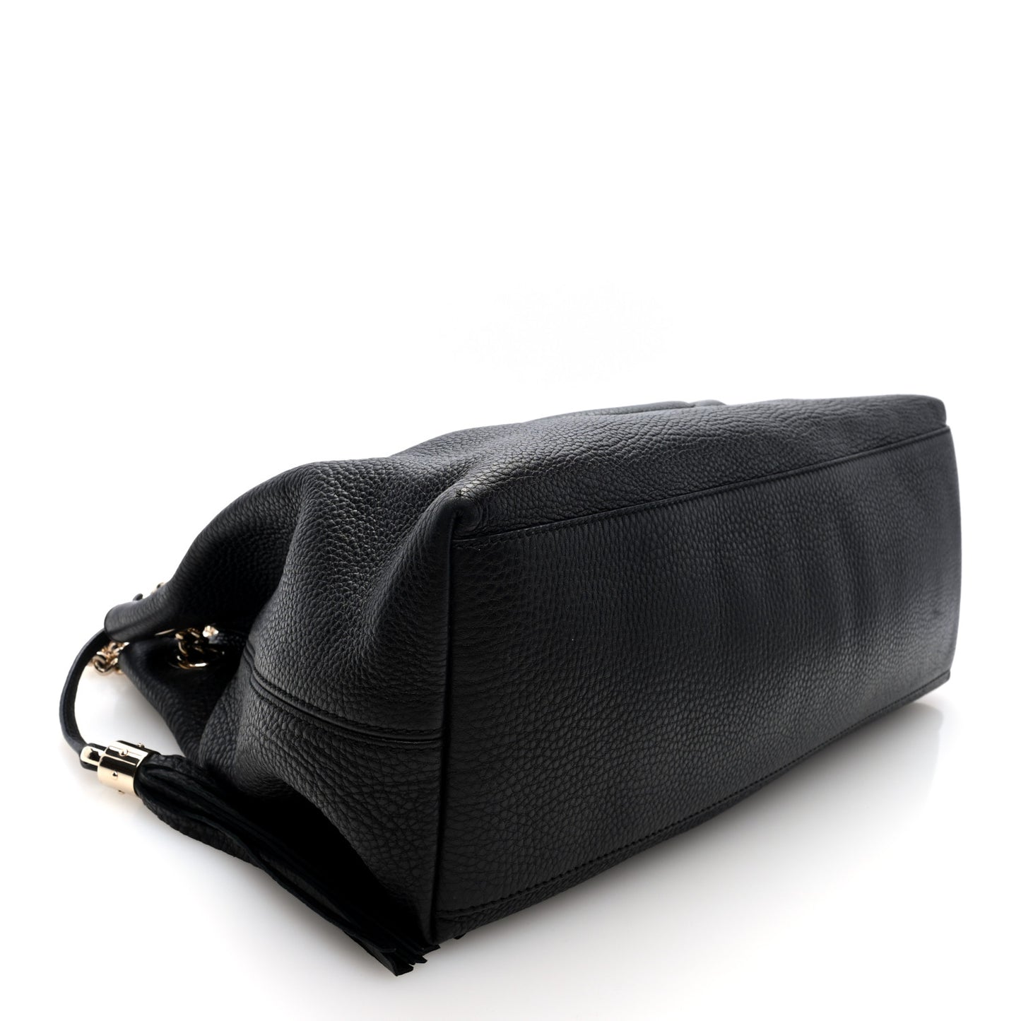 Pebbled Calfskin Medium Soho Chain Shoulder Bag Black
