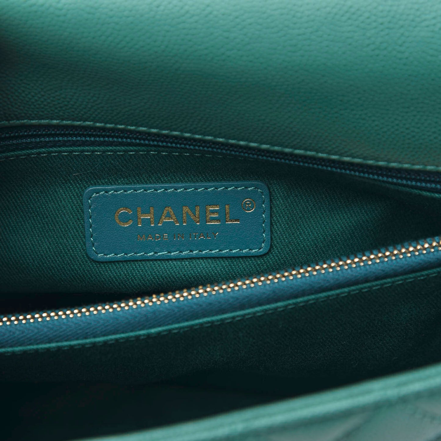 Caviar Lizard Quilted Small Coco Handle Flap Green