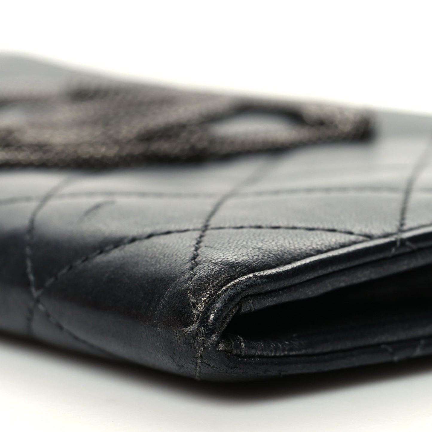 Calfskin Quilted Chain CC Chain Clutch Argent Fonce
