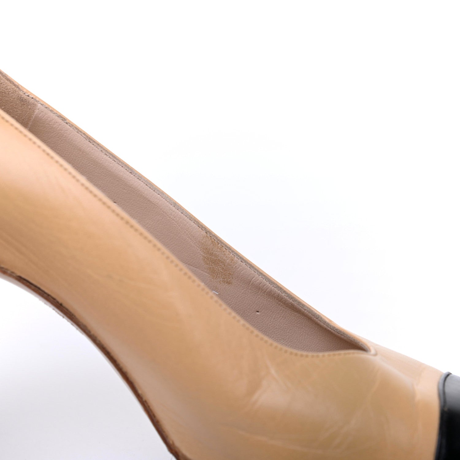 Chanel Lambskin Cap Toe CC Pumps 36 Beige Black 17 of 22