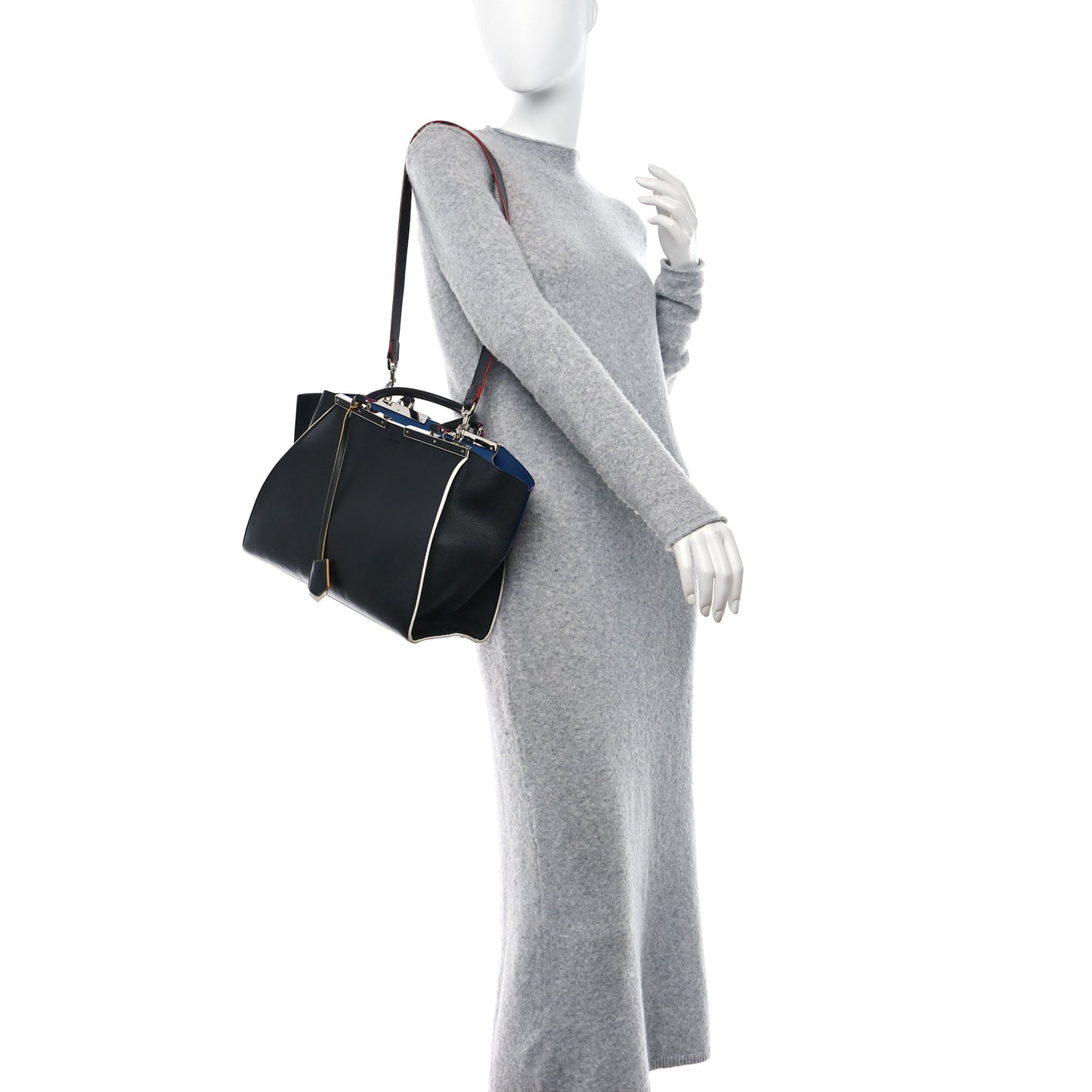Vitello Dolce Shiny Nappa Petite 3Jours Tote Black Iris