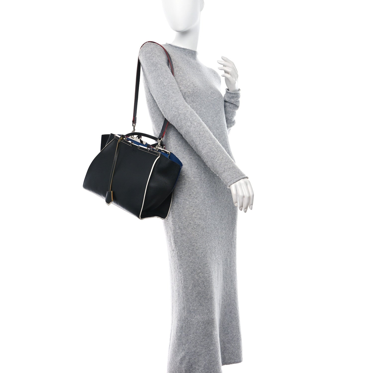 Fendi Vitello Dolce Shiny Nappa Petite 3Jours Tote Black Iris 2 of 21