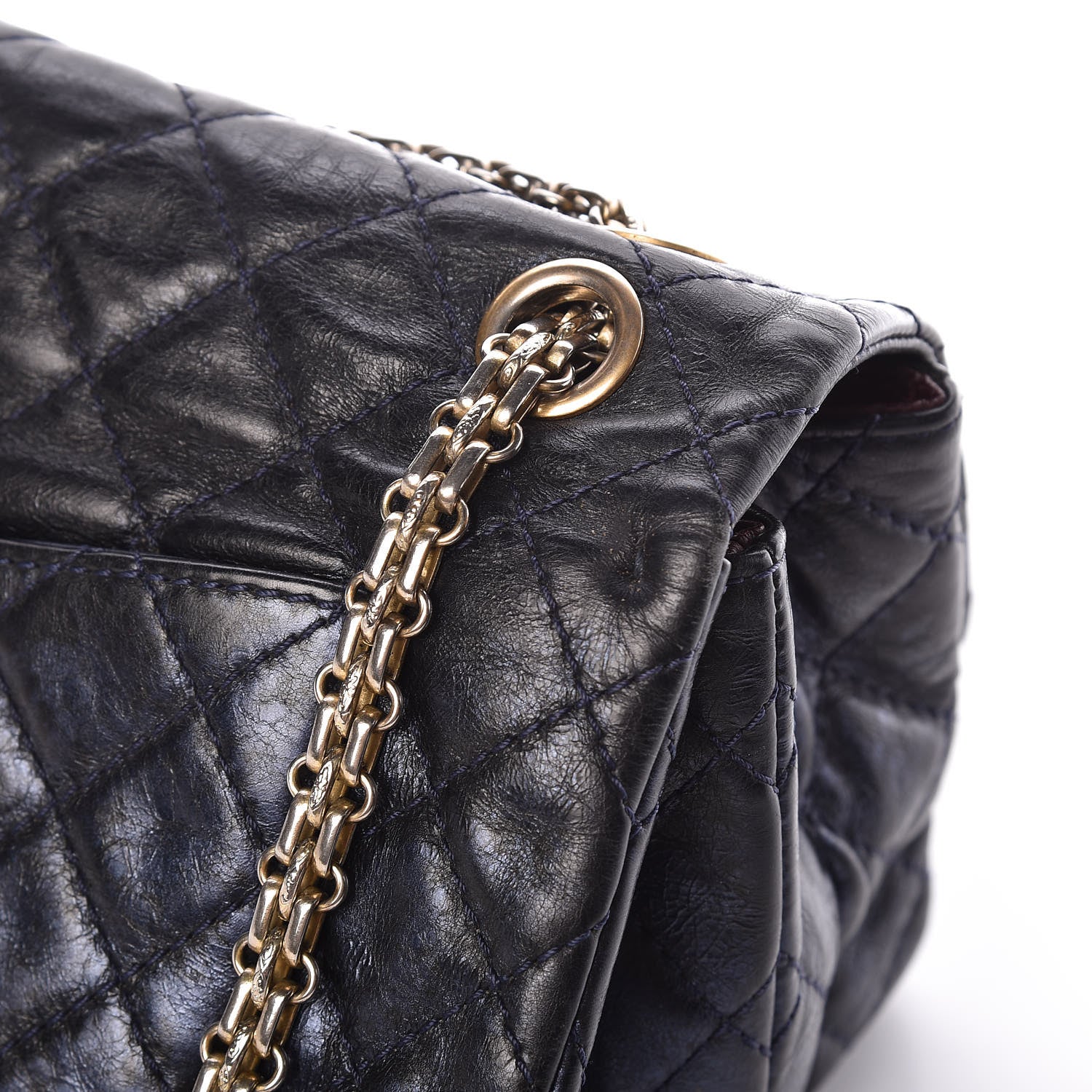 Chanel Metallic Aged Calfskin Accordion Reissue 2.55 Flap Blue 10 of 12