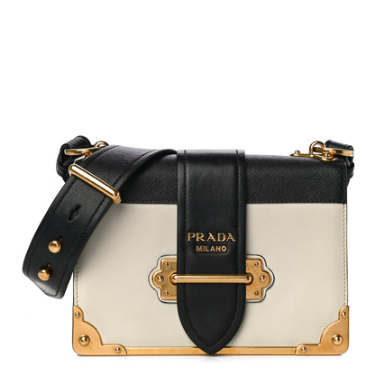 Prada City Calf Saffiano Cahier Bag Talco Black 1 of 9