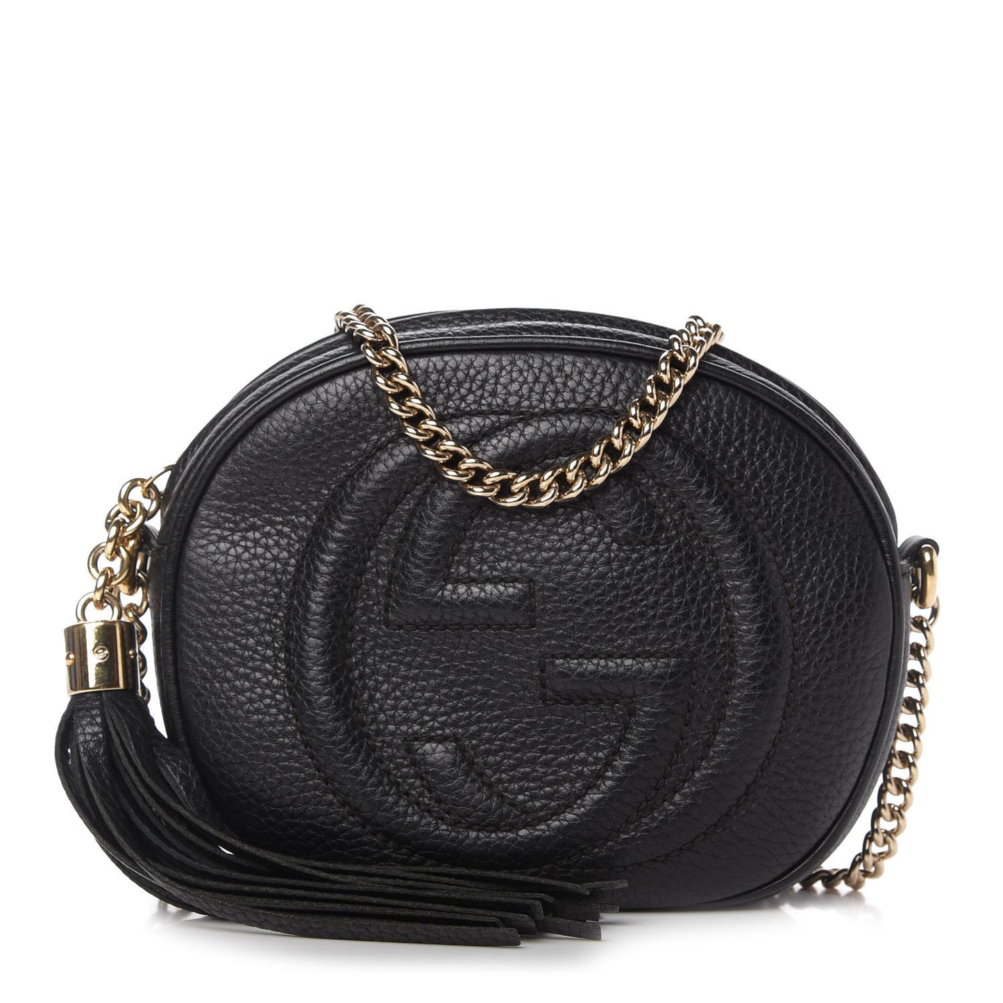Pebbled Calfskin Mini Soho Chain Bag Black