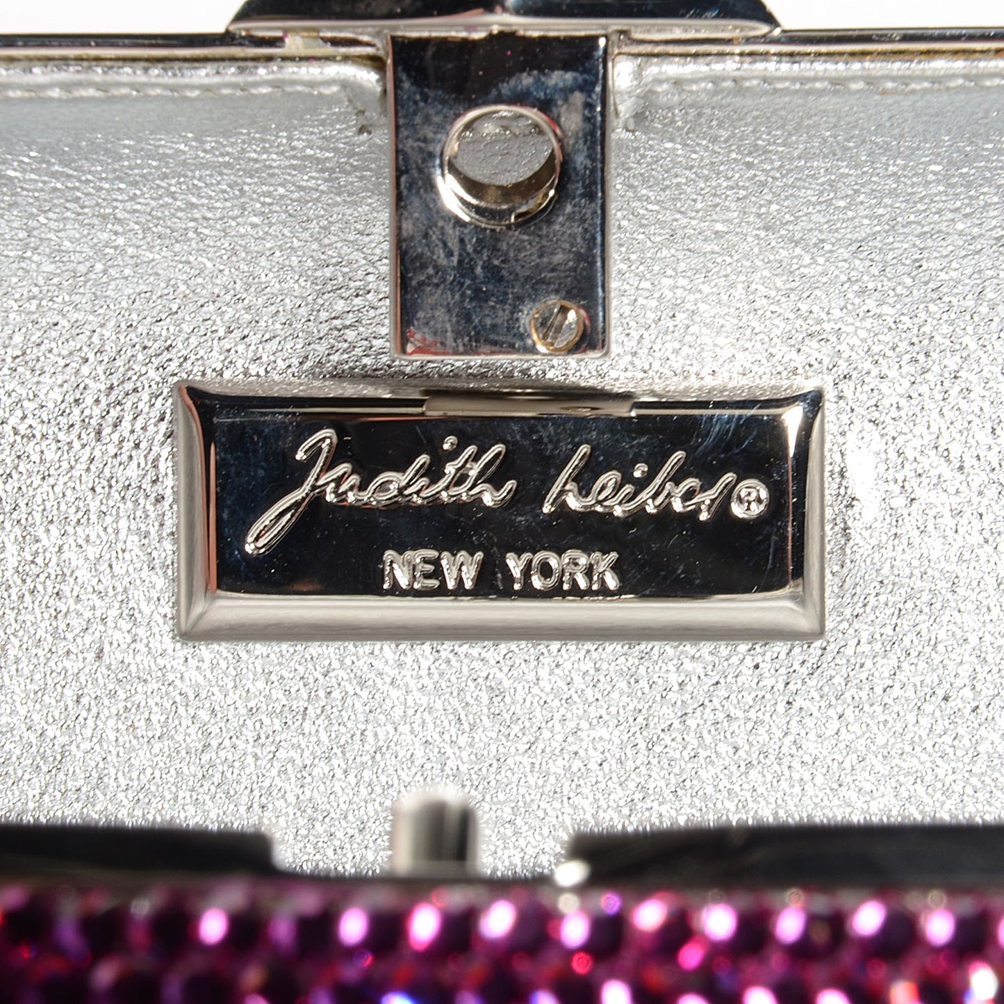 Crystal Minaudiere Clutch Fuchsia