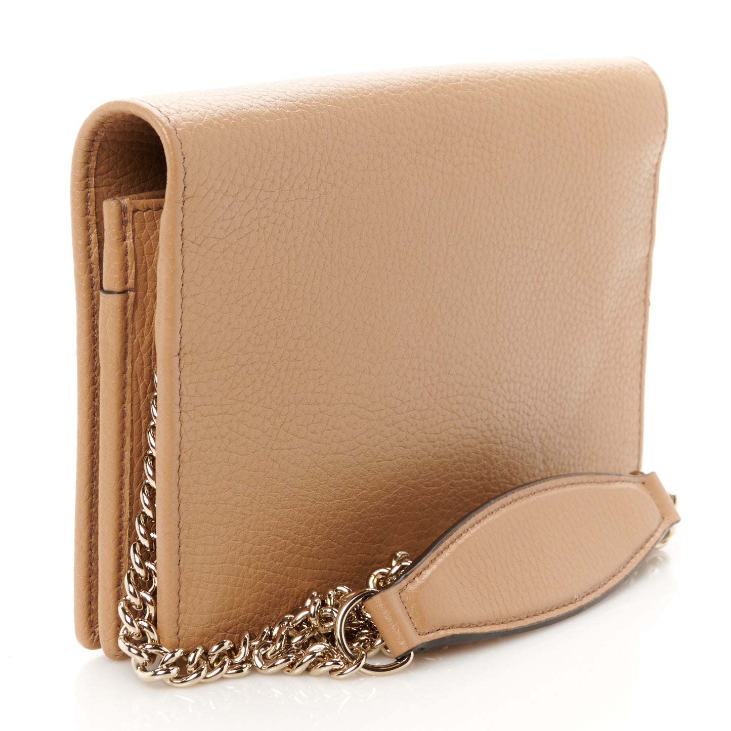 Pebbled Calfskin Soho Wallet On Chain Camelia