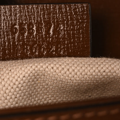 Gucci GG Supreme Monogram Azalea Calfskin Web Mini Horsebit 1955 Shoulder Bag Beige Ebony Brown Sugar 7 of 10